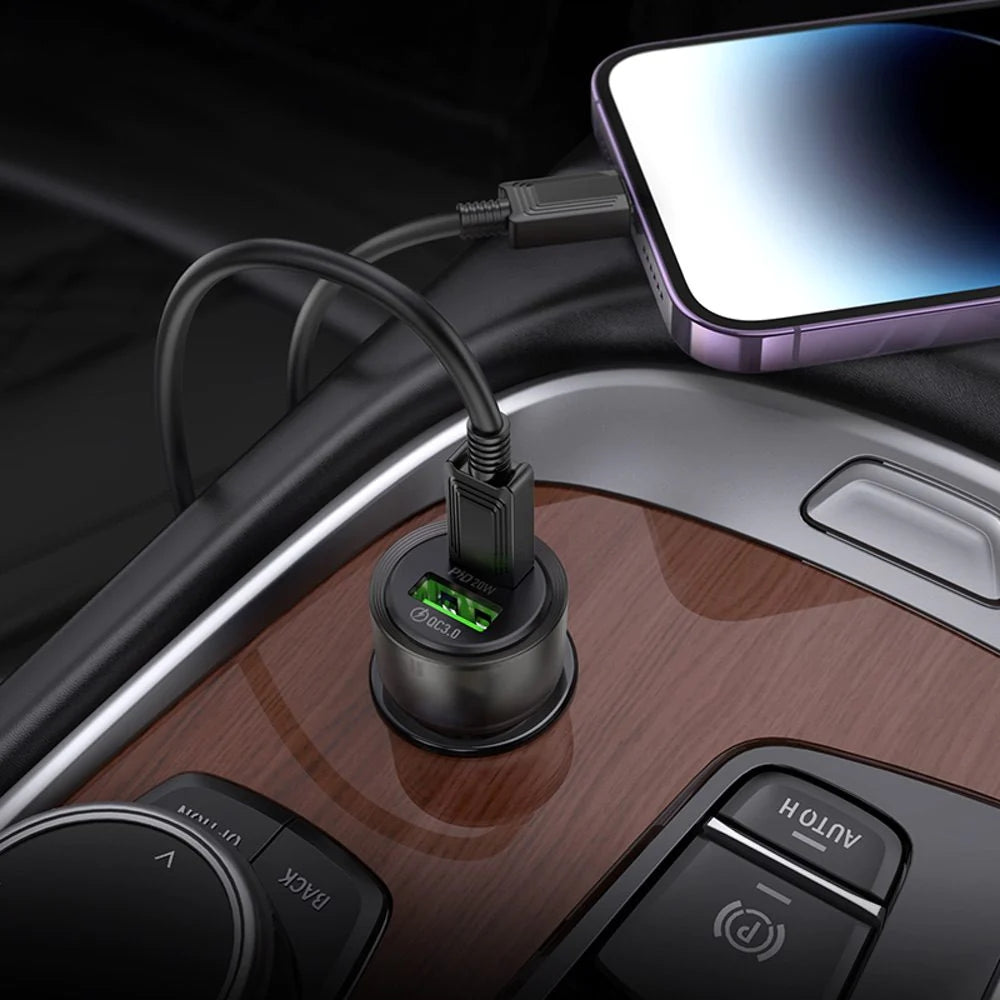 PD 20W QC3.0 Dual Ports USB-C & USB-A Fast Charging Car Charger Adapter PD 20W QC3.0 Dual Ports USB-C & USB-A Fast Charging Car Charger Adapter